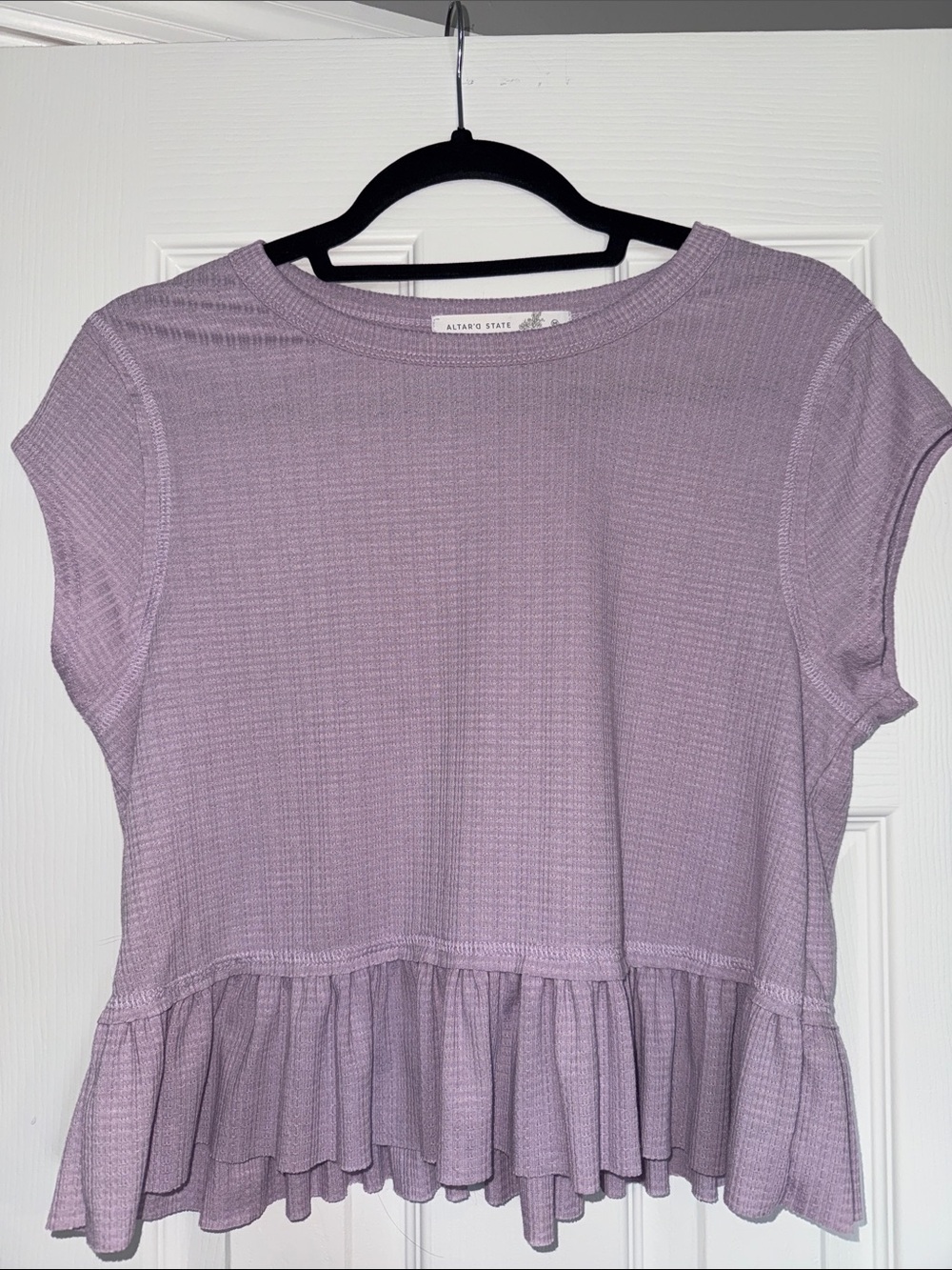 Altar'd State Lavender Textured Short Sleeve Top